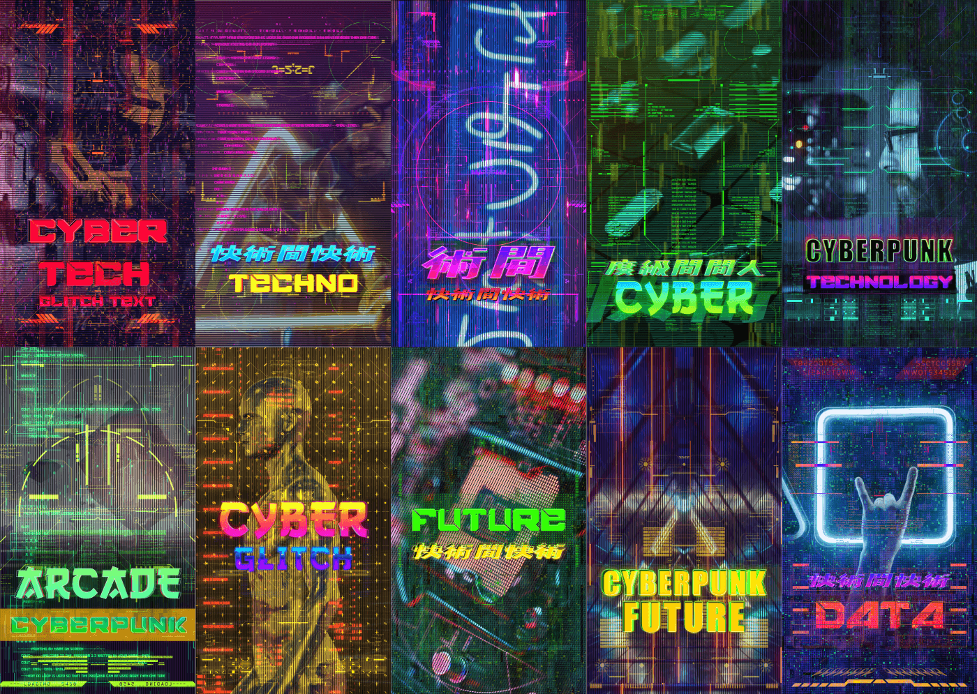 AE/PR模板-科幻HUD赛博朋克霓虹风格动画元素包+视频素材 Cyberpunk HUD 2插图3