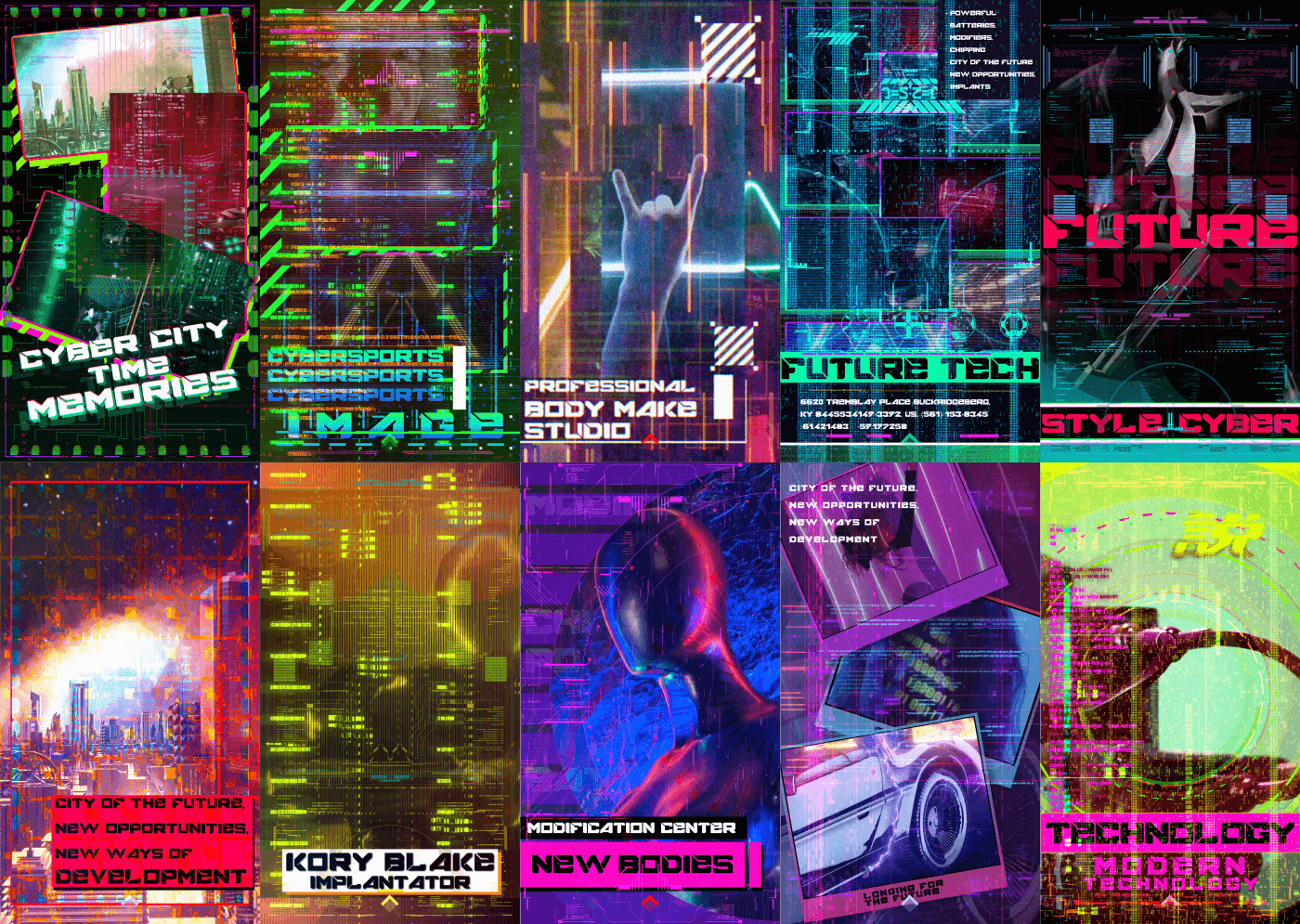 AE/PR模板-科幻HUD赛博朋克霓虹风格动画元素包+视频素材 Cyberpunk HUD 2插图5