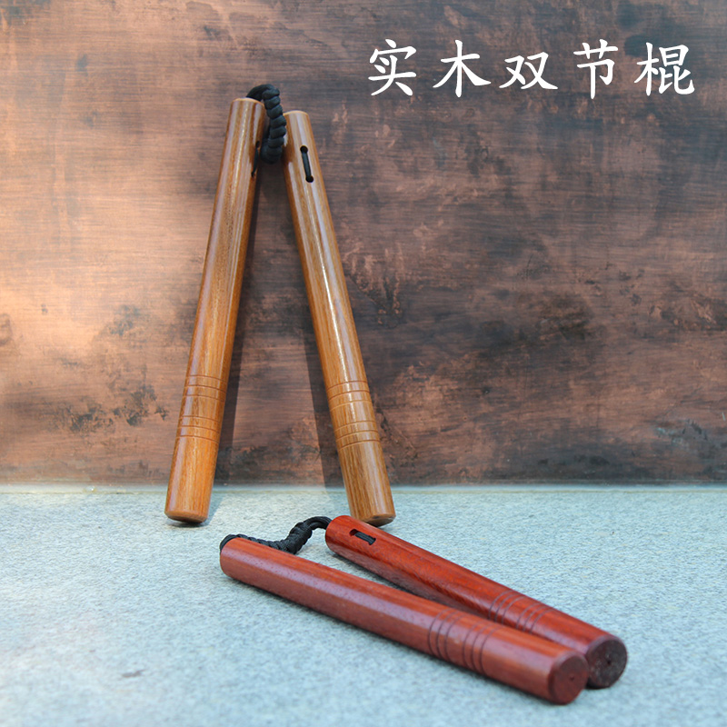 Longquan Baibingtang ebony wooden nunchaku actual combat nunchaku solid wood rope two-section stick two-section performance