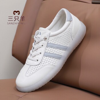 Three sheep casual hollow mesh white shoes