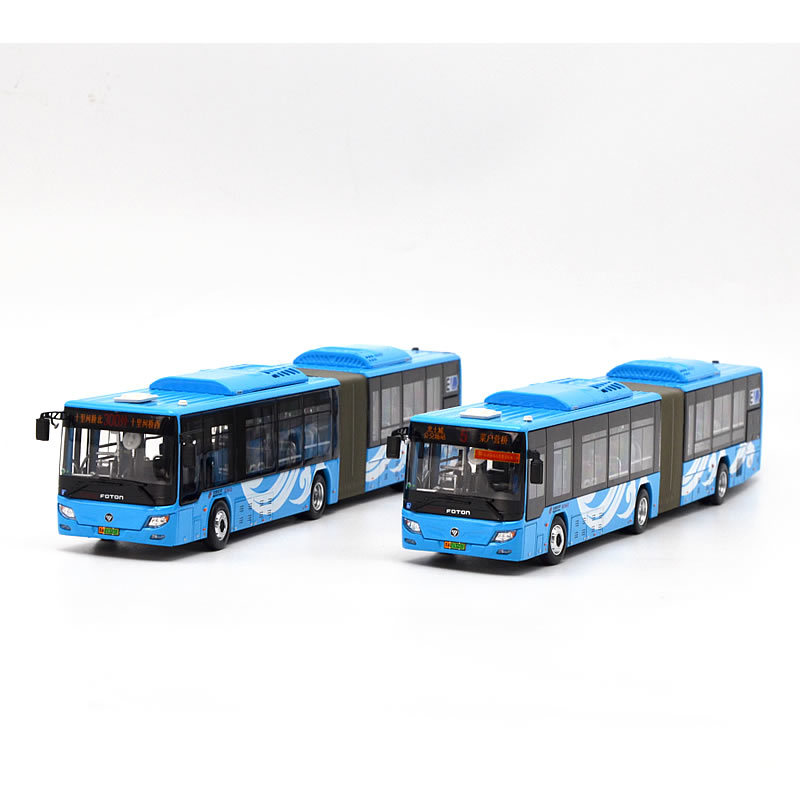Beijing Bus 1:64 Foton Ouhui 300 Outer 5Th Route New Energy Bj6160 Xiangyun Blue Articulated Bus Model