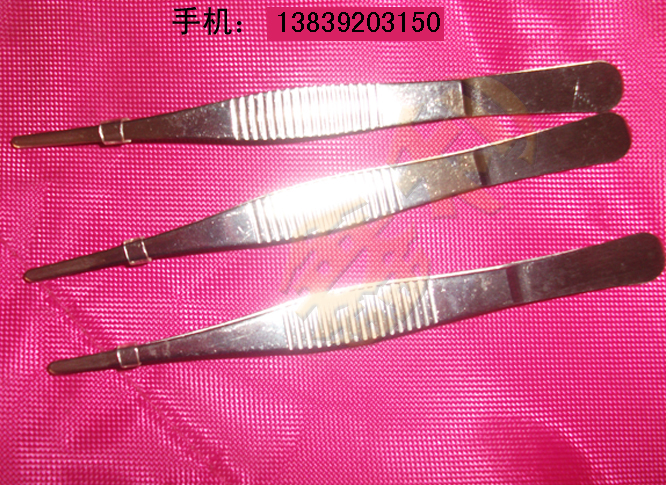 不锈钢镊子12.5CM实验器材耗材用品圆头平头煤炭化验室用敷料镊子