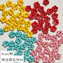 4mm cherry blossom button mini paint two hole button bjd small cloth doll buckle accessories super small cute button