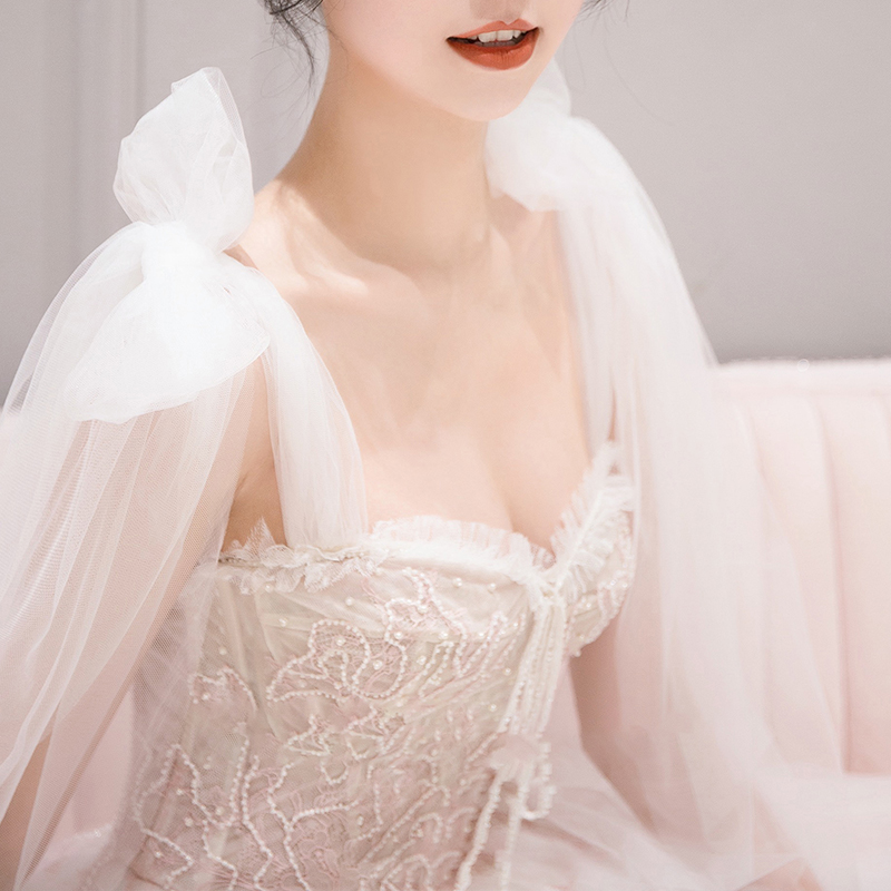 Wedding 2020 New Mori Fairy Dream Luxury Luxury Dragon Tail, thin, covering arm, small, gauze Wedding 2020 New Mori Fairy Dream Luxury Luxury Dragon Tail, thin, covering arm, small, gauze