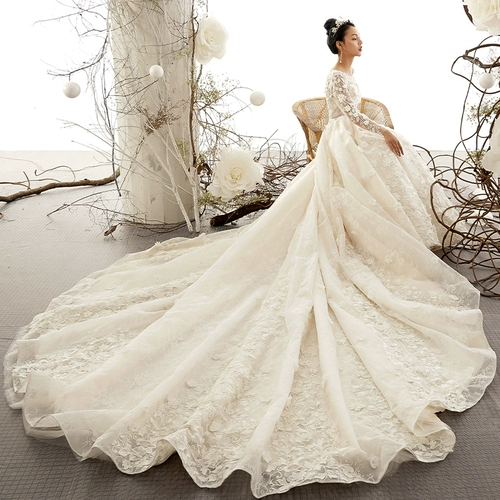 Ретро свадебное платье, кружевная вуаль для принцессы, французский ретро стиль, 2019, популярно в интернете