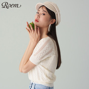 Roem Thu phụ nữ thời trang thời trang thời trang ngắn tay áo dệt kim mặc RCKW93804L