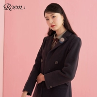 Roem Однотонный длинный корсет, шерстяное пальто, ретро плащ, средней длины, увеличенная толщина