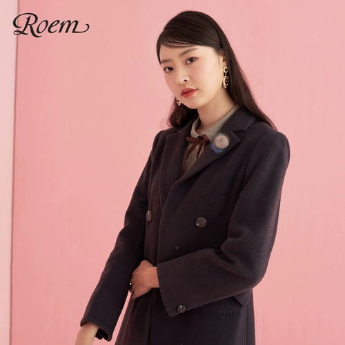 Roem Однотонный длинный корсет, шерстяное пальто, ретро плащ, средней длины, увеличенная толщина