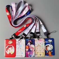Student bus card set long neck lanyard cartoon rice card ABS campus card storage card holder manufacturer customized Snoopy