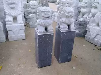 50cm pillar lion South lion lion lion head town house fengshui feng shui stone carving Cemetery ornaments stone lion Huian stone carving horse column