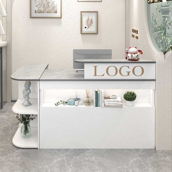收银台转角服装店小型店铺吧台桌简约现代女装理发店前台接待柜台