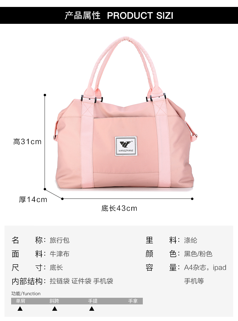 Túi hành lý vải lưới màu đỏ túi du lịch khoảng cách ngắn xách tay mang túi nữ gấp duffel túi thể thao nhẹ túi thể dục - Túi du lịch túi du lịch đẹp
