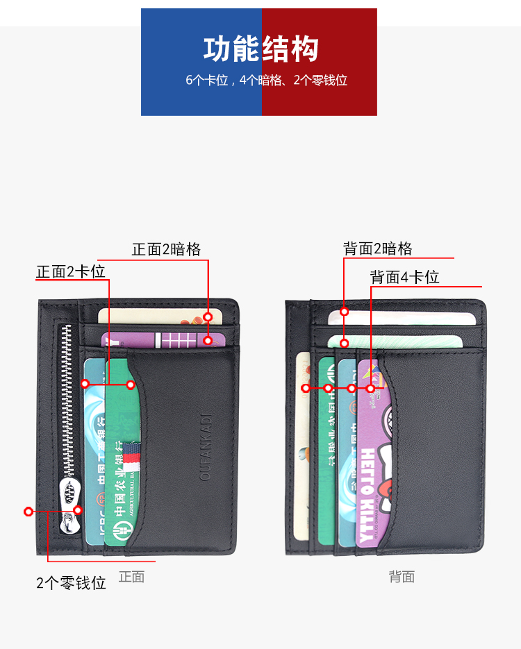 Túi thẻ nhỏ gọn bằng da nam Thẻ nhiều thẻ giữ ví mini xu ví nhỏ Thẻ phụ nữ gói thẻ cá nhân - Chủ thẻ ví đựng thẻ