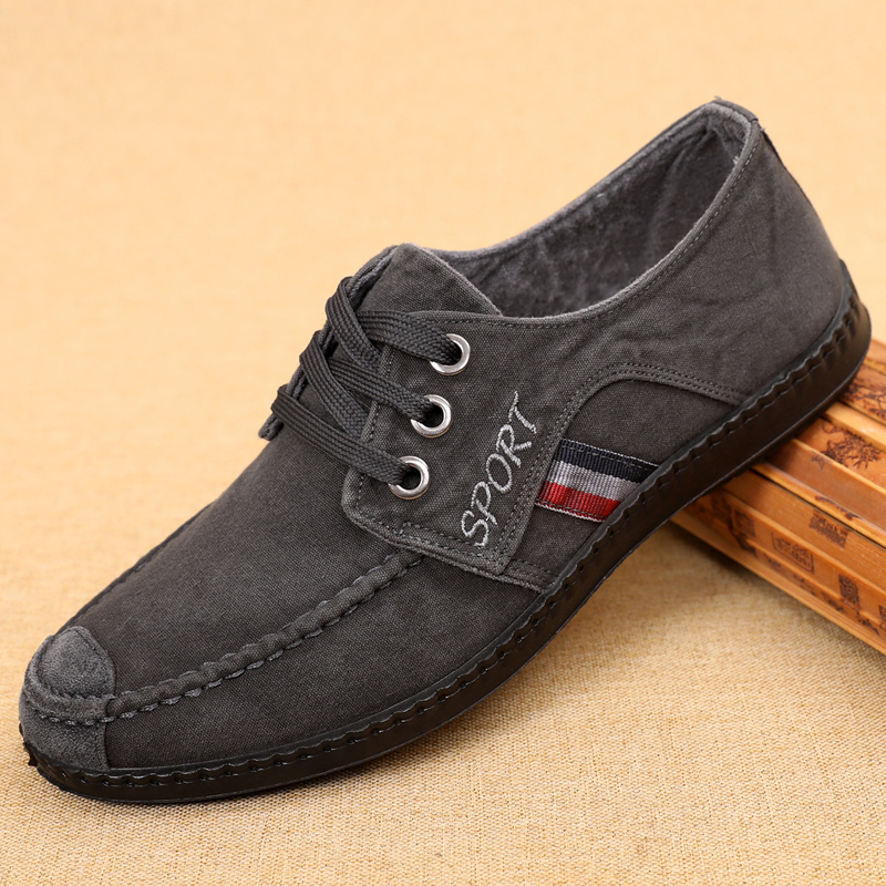 Washed Denim Sailor Cloth Shoes Men's Shoes Spring Autumn New Lace Old Beijing Cloth Shoes Men's Single Shoes Breathable soft sole casual shoes