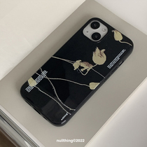 nullthing original Incorporate dark matter black flower mobile phone case iPhone14 14pro Apple 13 advanced