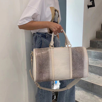 Business trip short trip bag womens hand luggage bag trendy large capacity mens crocodile pattern travel boarding travel bag