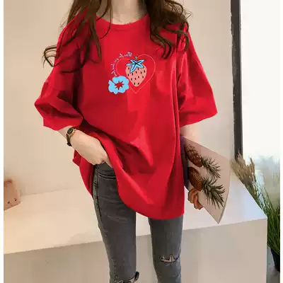 2021 new maternity dress summer dress long version loose short sleeve t-shirt women's coat base shirt wear fashion tide