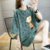 2021 new summer net red maternity dress loose short-sleeved t-shirt womens round-neck long-sleeved top base shirt large size women