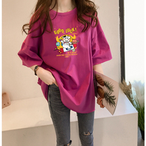 2021 new maternity clothes summer printing medium long loose short-sleeved T-shirt womens top base shirt fashion trend