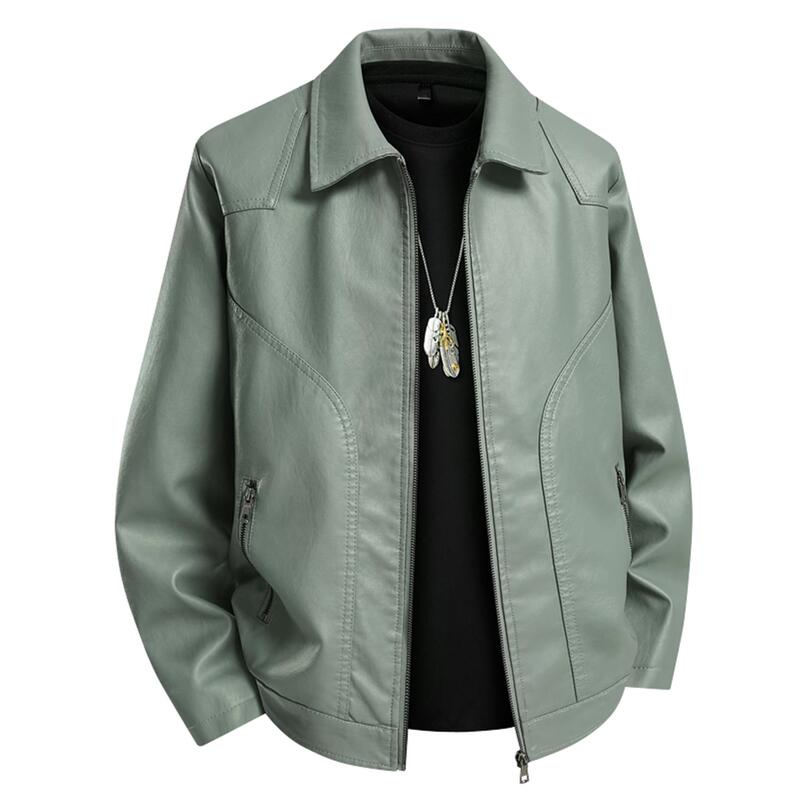Genuine Leather Jacket for Men, Spring and Autumn Thin Style, Casual Leather Jacket for Spring, Autumn, and Winter, with Added Fleece, Large Size, Black with a Turn-Down Collar Genuine Leather Jacket for Men, Spring and Autumn Thin Style, Casual Leather Jacket for Spring, Autumn, and Winter, with Added Fleece, Large Size, Black with a Turn-Down Collar
