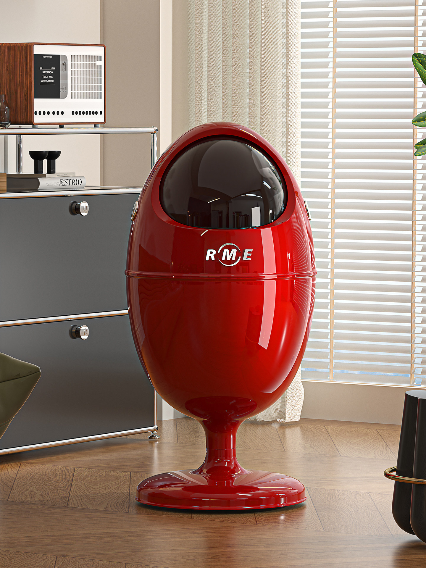 Large-Capacity Household Trash Can, 2025 New Model, Light Luxury, Creative, High-End, with Wheels, Large Size, No Need to Bend Over, Living Room Trash Can