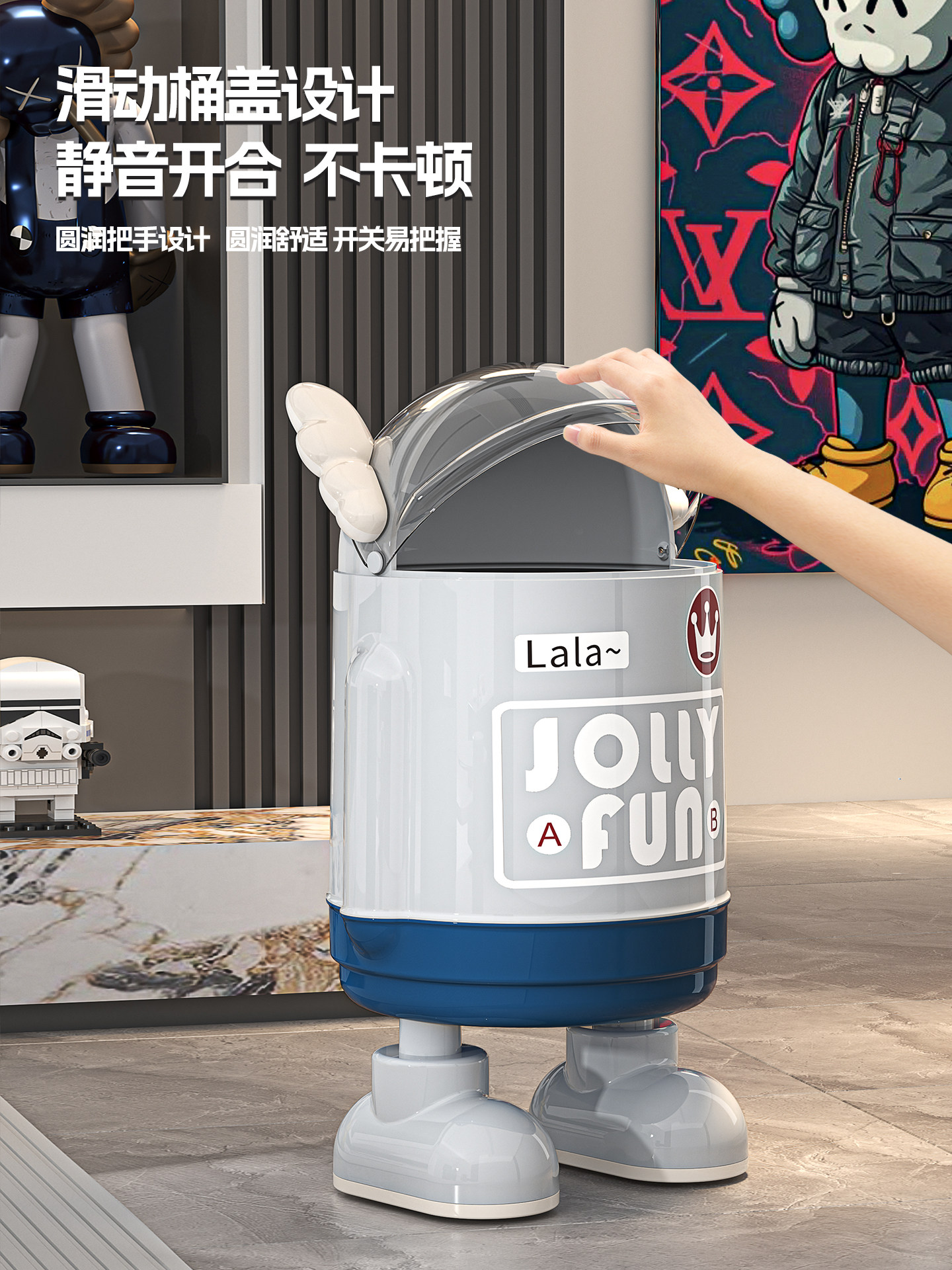 Living Room Trash Can for Home Use, 2025 New Model, Stylish and Trendy, Suitable for Kitchen and Bathroom, Large Capacity, Flip-Top Wastebasket