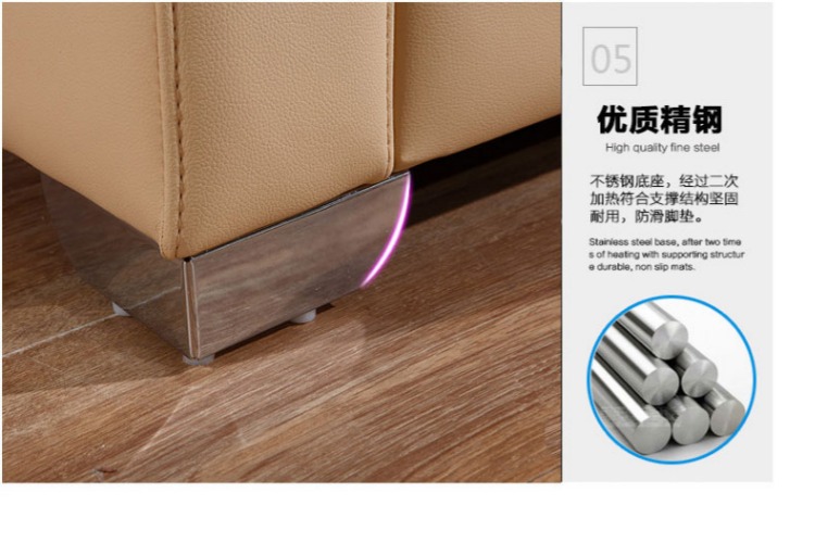 Nội thất văn phòng hiện đại tối giản kinh doanh tiếp tân văn phòng sofa da bàn cà phê kết hợp thời trang ba người