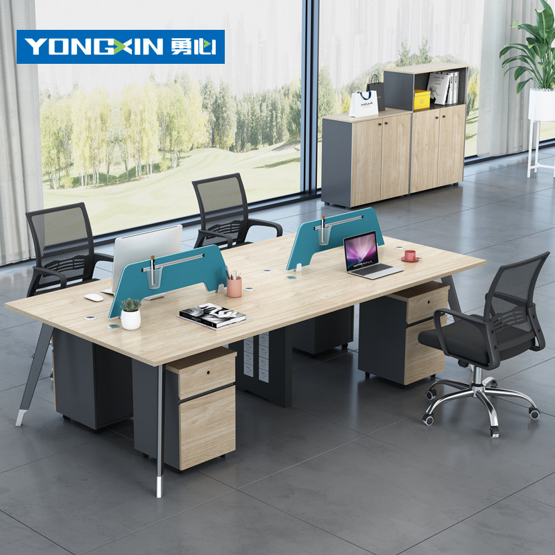 Yong Heart Desk Staff Table Brief Modern 2 more than 46 Personnel Station Computer Screen Desk Chair Combination