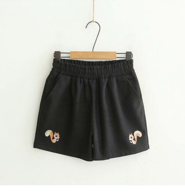 Quần legging nữ Nhật Bản 2017 mùa thu đông hoạt hình động vật dễ thương thêu quần short len ​​mặc ủng nữ quần sọc nữ