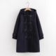College thickened warm horn button wool hooded coat