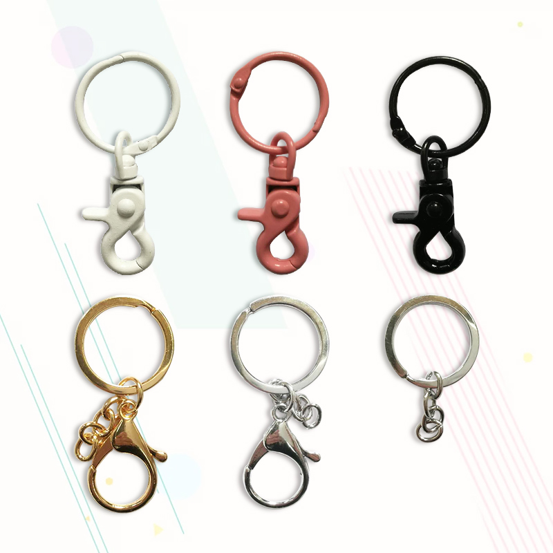 DIY pendant simple key ring with chain ring flat ring hanging waist hanging buckle shrimp rice buckle key buckle accessories key ring