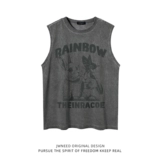 Кролик, парная одежда для влюбленных, мультяшная спортивная майка топ, футболка без рукавов, в американском стиле, свободный крой