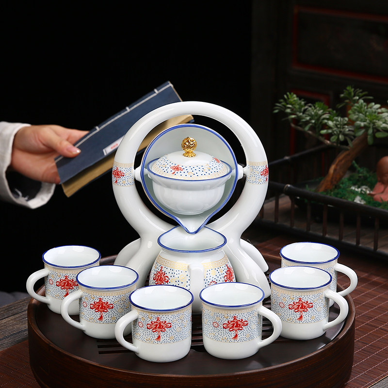 Shake-in-the-style homo-free Lazy People Semiautomatic Tea Set ceramic Home Creative Gongfu Tea Fancy Gift Box Dress