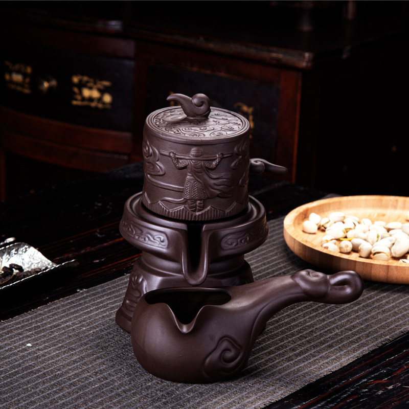 Purple Sand Stone Grinding Sloth Man Kung Fu Semi Automatic Tea Set Set Rotating Water Teapot Household Single Pot Tea Maker