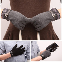 Men and women Autumn Winter Days Plus Suede Thickened Warm Gloves Riding Drive Gloves points to five fingers touch-screen gloves