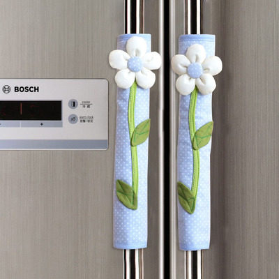 Sunflower Korean fabric wave dot canvas refrigerator door handle gloves Double door refrigerator handle gloves single sale
