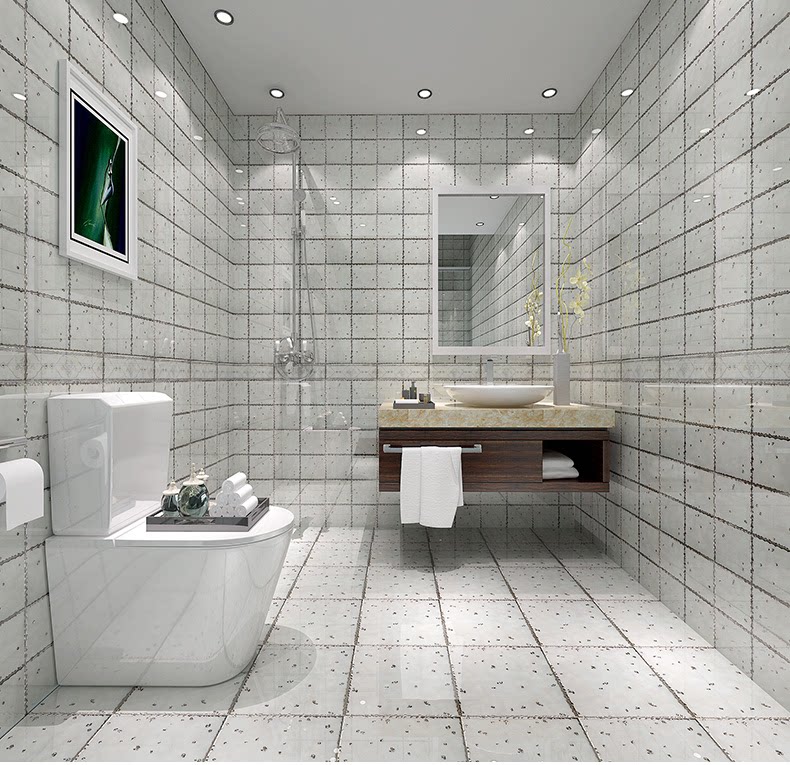 Polished crystal tile Powder room kitchen background tile Silver plated kitchen and bathroom gilded brick 300x300