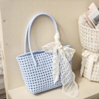 Rattan woven bag handmade rattan woven bag diy material bag high-end hollow vegetable basket woven portable shoulder bag