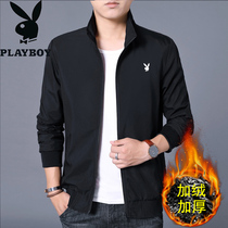 Flower Playboy jacket mens gush thickened autumn winter 2020 outdoor windproof clothes middle-aged pure color big code jacket