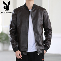 Floral Playboy genuine leather fur coat mens spring autumn season baseball collar loose plus suede big code mens sheep leather jacket jacket