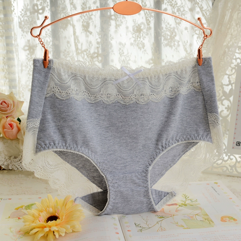 Đồ lót nữ cotton tinh khiết thoáng khí vải cotton giữa eo quần sịp sexy liền mạch ren rắn màu Cô gái Nhật Bản - Tam giác