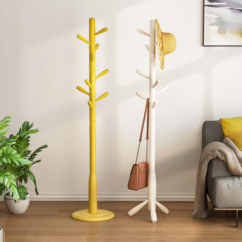 Solid wood coat rack home floor hanger modern bedroom clothes rack single-rod simple storage bag rack