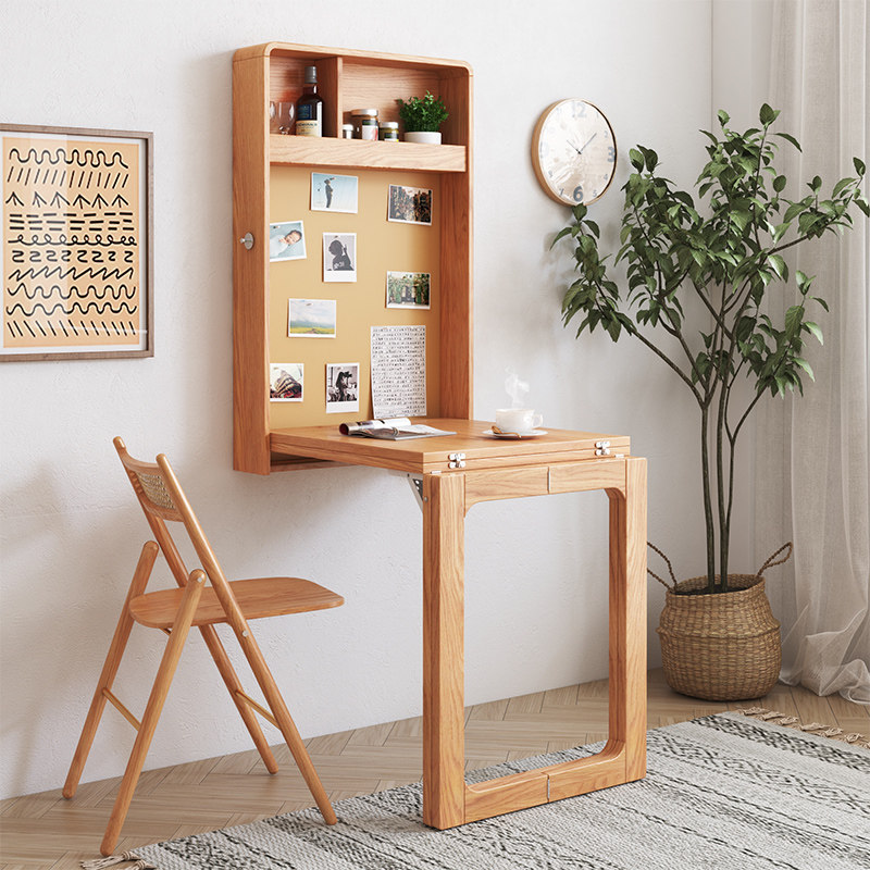 Nordic foldable telescopic wall hanging dining table and chair combination home small apartment modern minimalist rectangular wall table