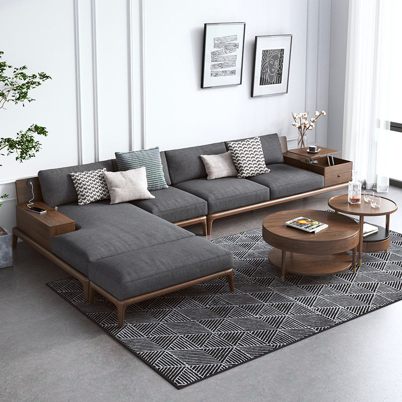 Nordic Style Fabric Sofa Small Household Type White Wax Wood Sofa Combination Brief Modern Trio Living Room Your Princess Furniture