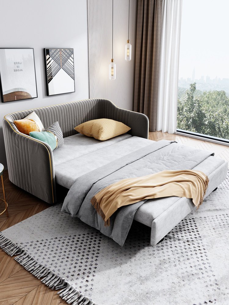 Light luxury folding sofa bed living room multi-functional sitting and sleeping dual-use small apartment retractable single bed double seat