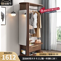 Nordic bedroom hanger floor-to-ceiling hanger modern minimalist coat rack living room multifunctional simple shoe cabinet with mirror