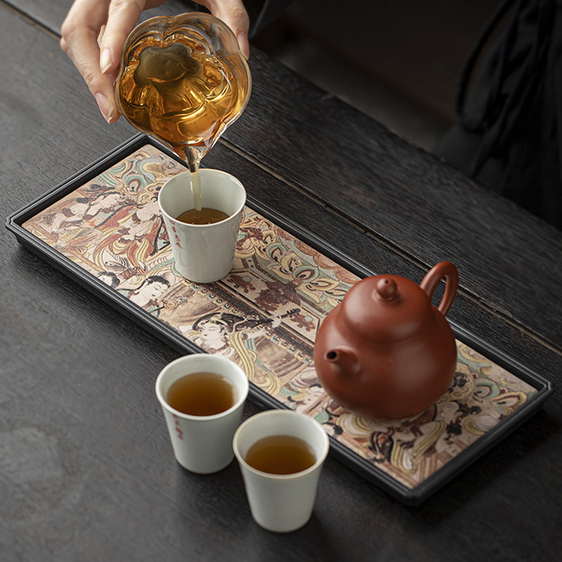 新中式茶盘：干泡台创意典范，复古粗陶窑变的家居美学盛宴-茶盘-淘宝百科网