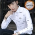 Thời trang nam mùa đông Joker Áo sơ mi dài tay Sinh viên Cộng với Áo nhung Áo trẻ trung Áo ấm Hàn Quốc Slim áo sơ mi đen Áo