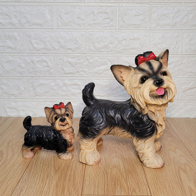 Creative Yorkshire puppy model crafts simulation dog ornaments pet shop decorations resin desktop decorations