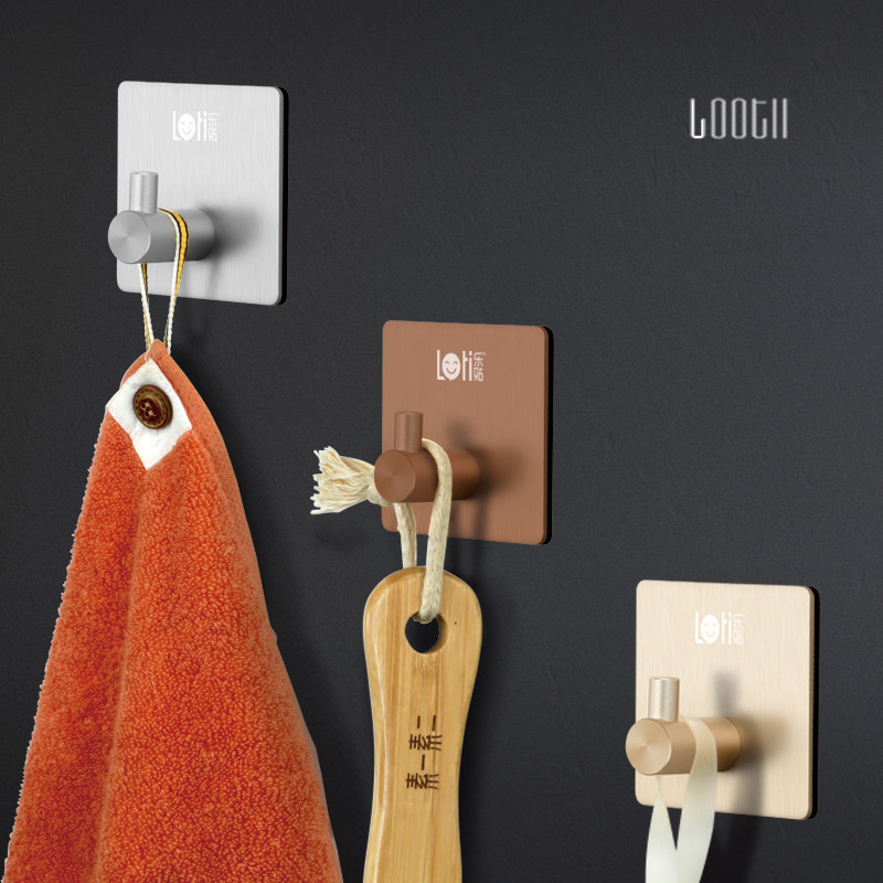 Sticky Hook Powerful Load Bearing Free From Punching Space Aluminum Metal Hook Shelve Dormitory Kitchen Without Mark Nordic Wind Home